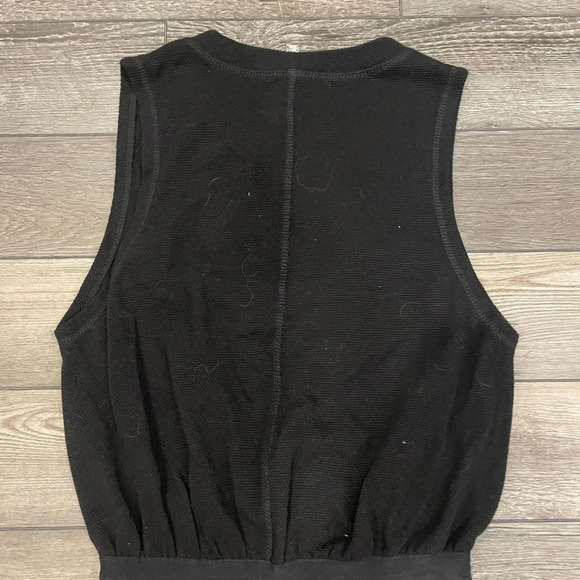 Free People Bodysuit NWT Peek Aye Black Textured Henley Sleeveless Top Small - Picture 8 of 10